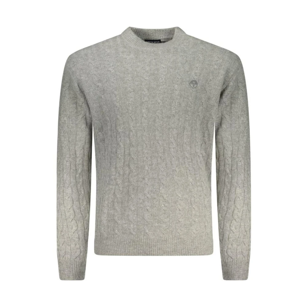North Sails Luxurious Fine-Knit Jumper With Ribbed Detailing - Male - Round-Neck Knitwear - Gray - S - Knitwear