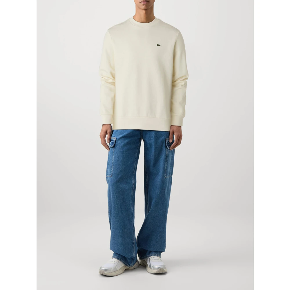 Lacoste Crème Sweater met Mini Logo Beige Heren