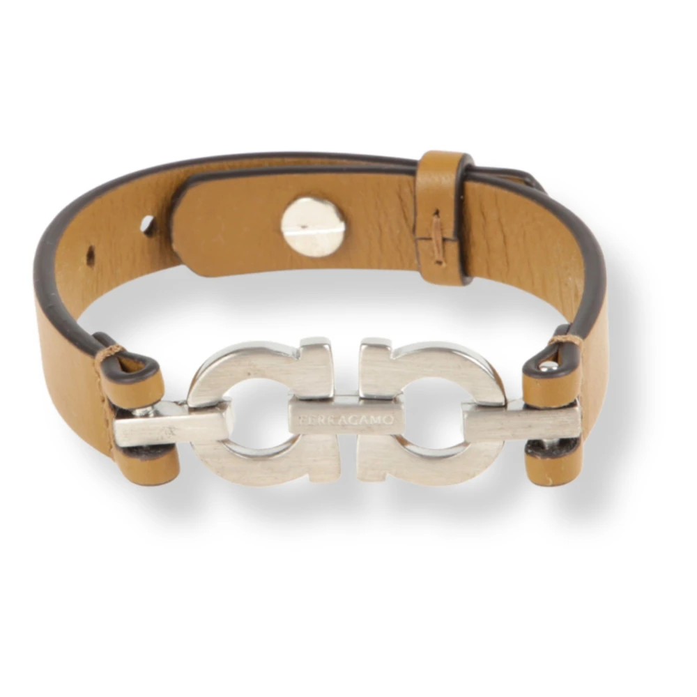 Ferragamo Men's Gray Bracelets, One Size, Double Gancini Bracelet