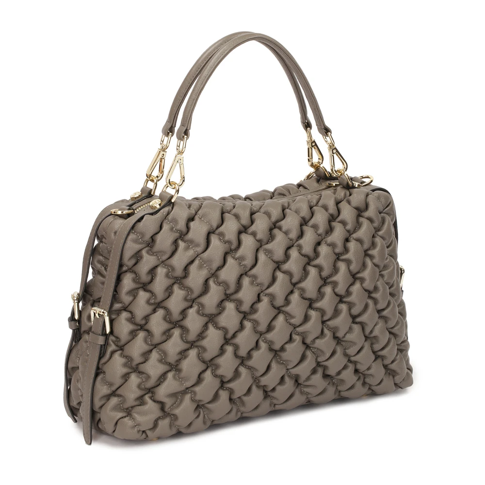 Kazar Leren handtas met handvatten versierd met modieuze stiksels Gray Dames
