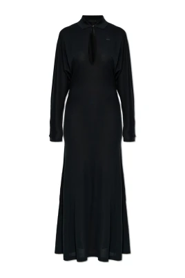Runway Polo Collar Silk Maxi Dress