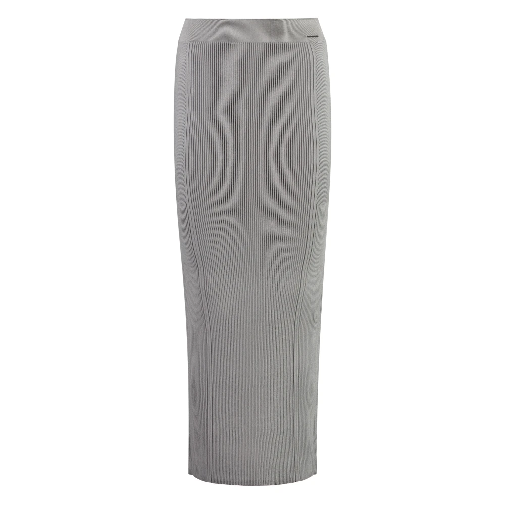 Calvin Klein Geribbelde gebreide rok met split achteraan Gray Dames