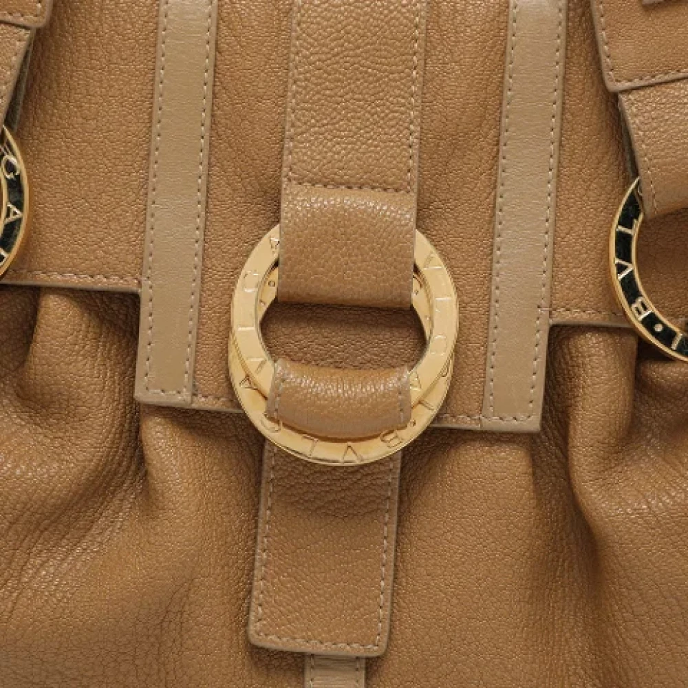 Bvlgari Vintage Pre-owned Leather shoulder-bags Beige Dames