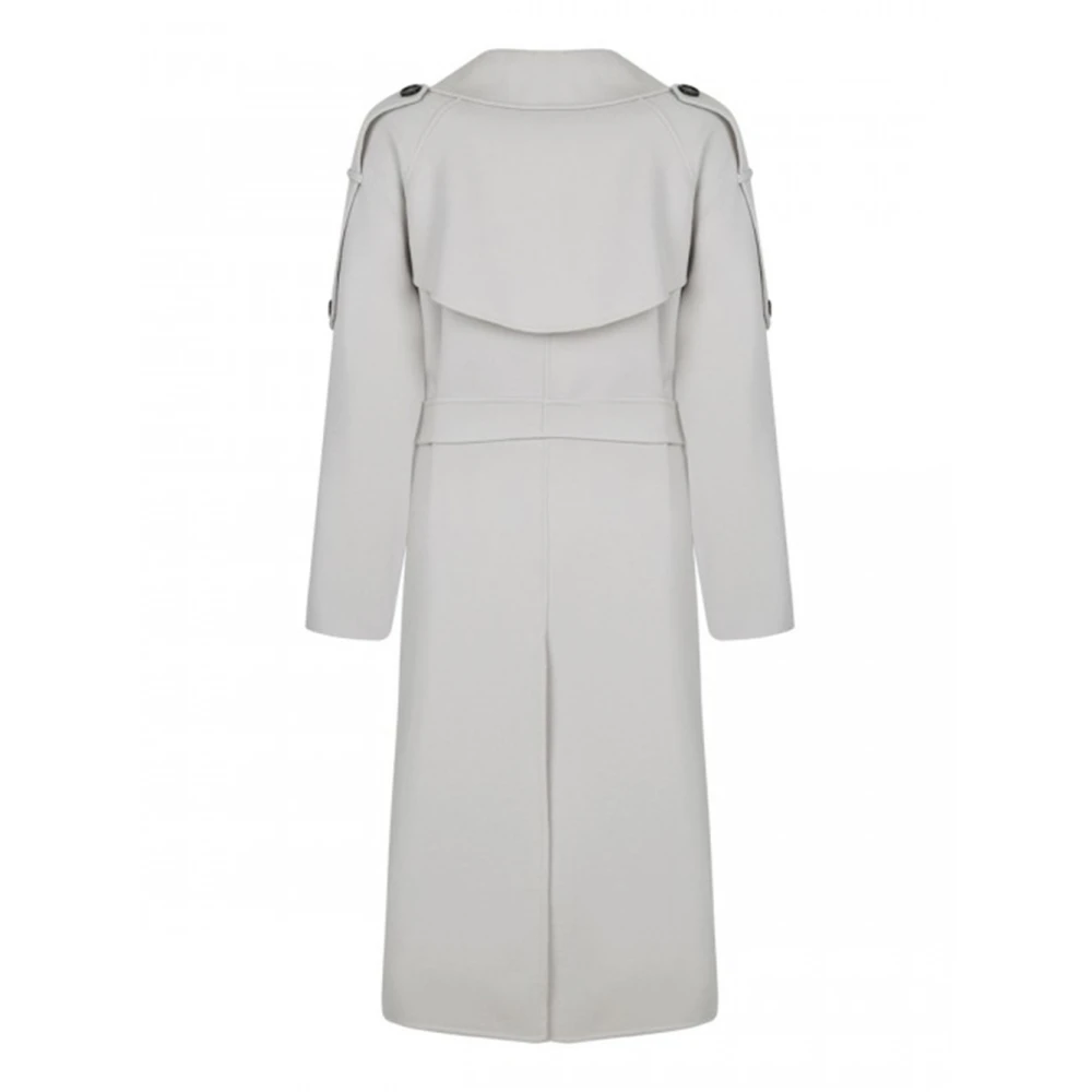 Max Mara Grijze Oversized Wollen Jas met Cape Gray Dames