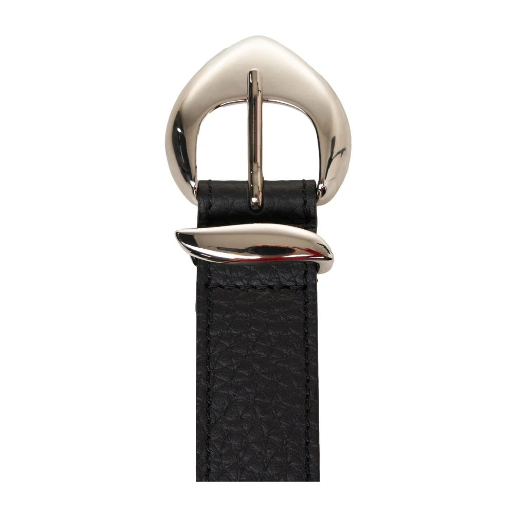 Orciani Zwarte Leren Riem met Zilveren Details Black Dames