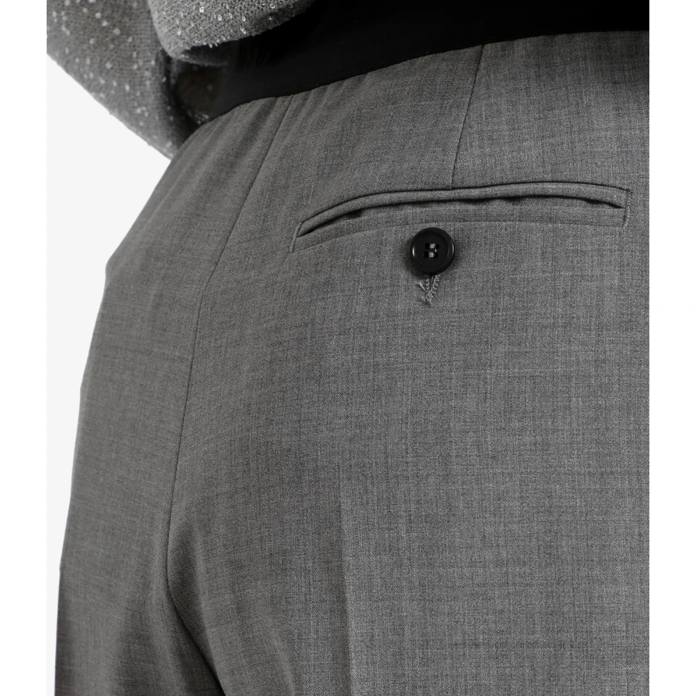 Msgm Grijze Wollen Wijde Pijp Broek Gray Dames