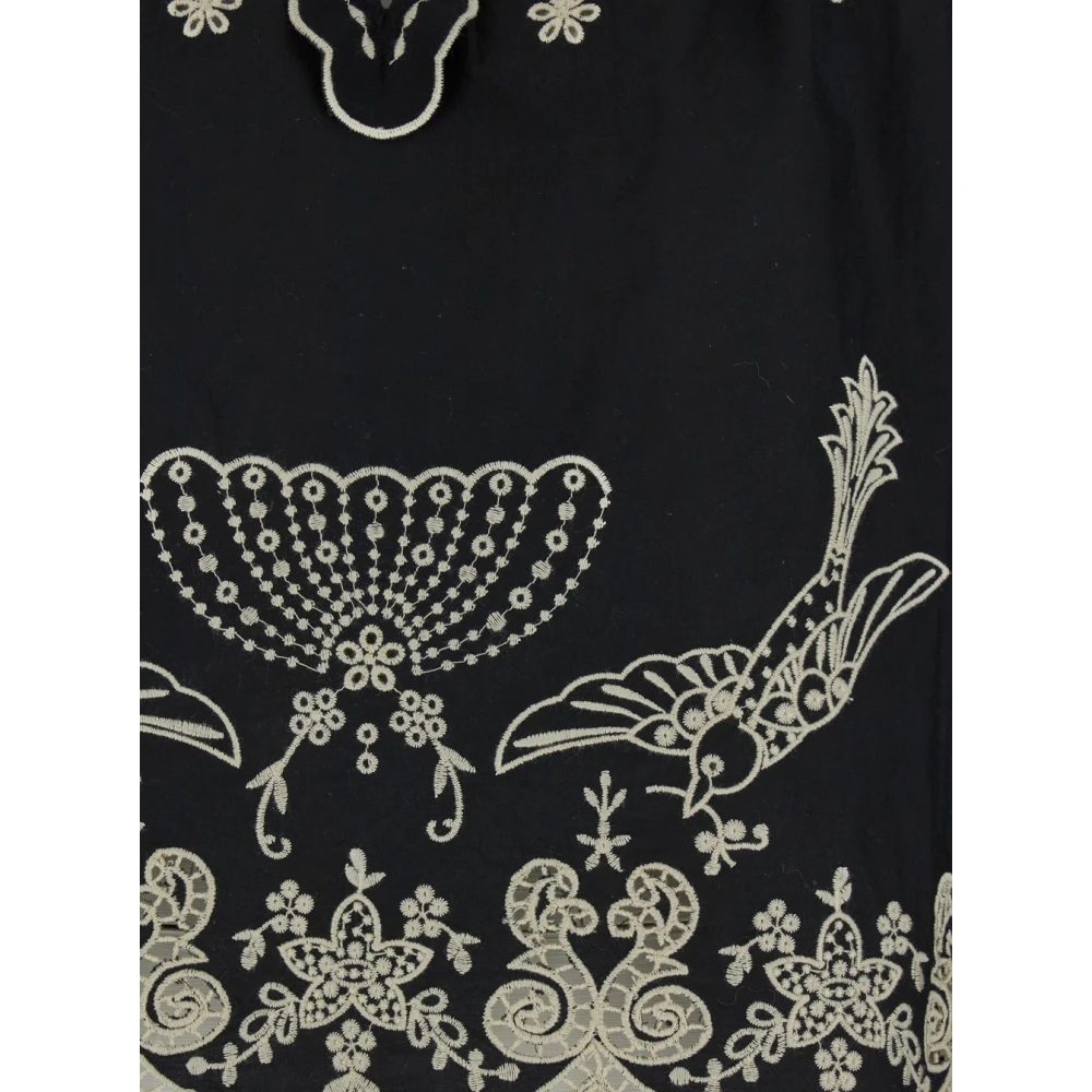 Sea NY Zwarte V-hals blouse met Kingsley borduurwerk Black Dames