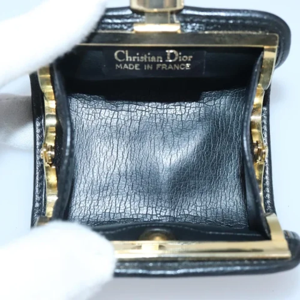 Dior Vintage Pre-owned Leather wallets Black Dames