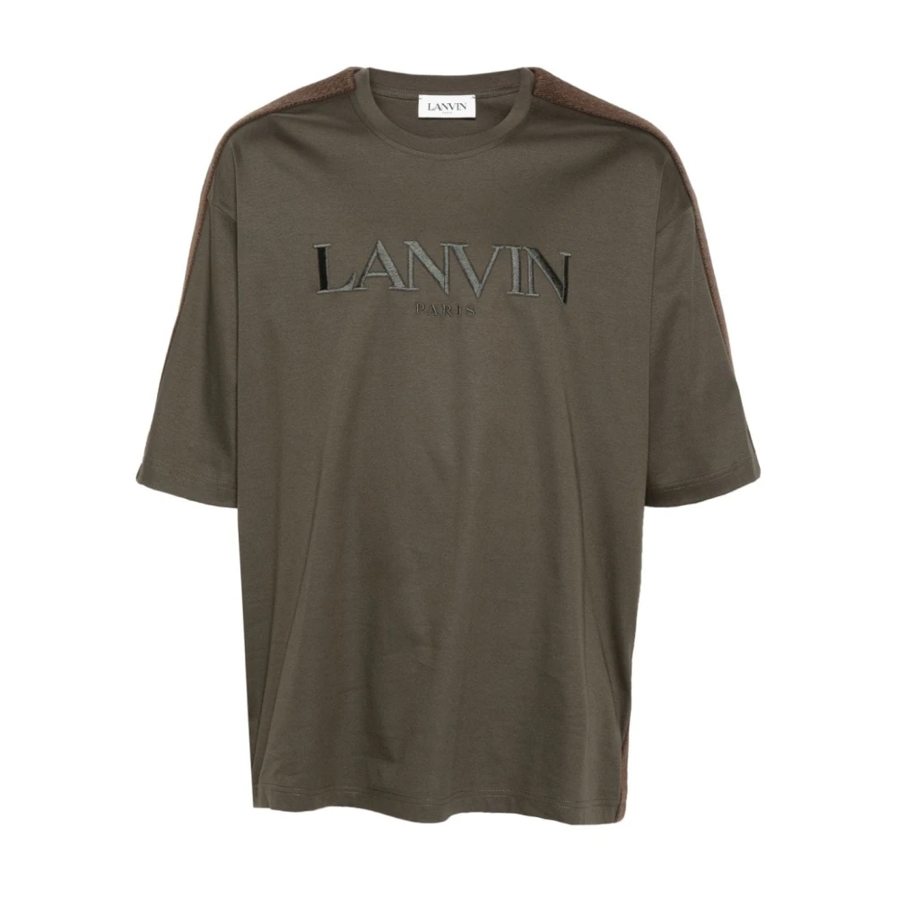 Lanvin Geborduurd Logo Crew Neck T-shirt Gray Heren