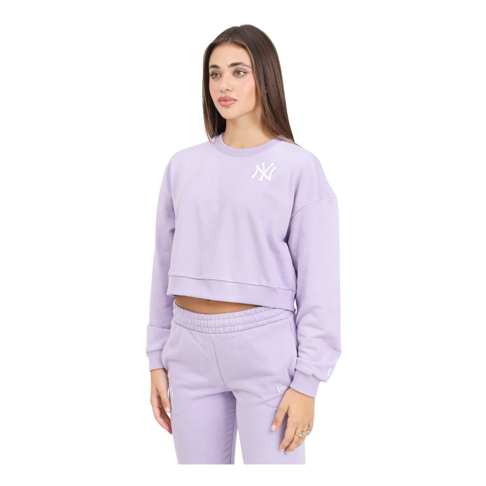New era Paarse Crop Crew Neck Sweatshirt Purple Dames
