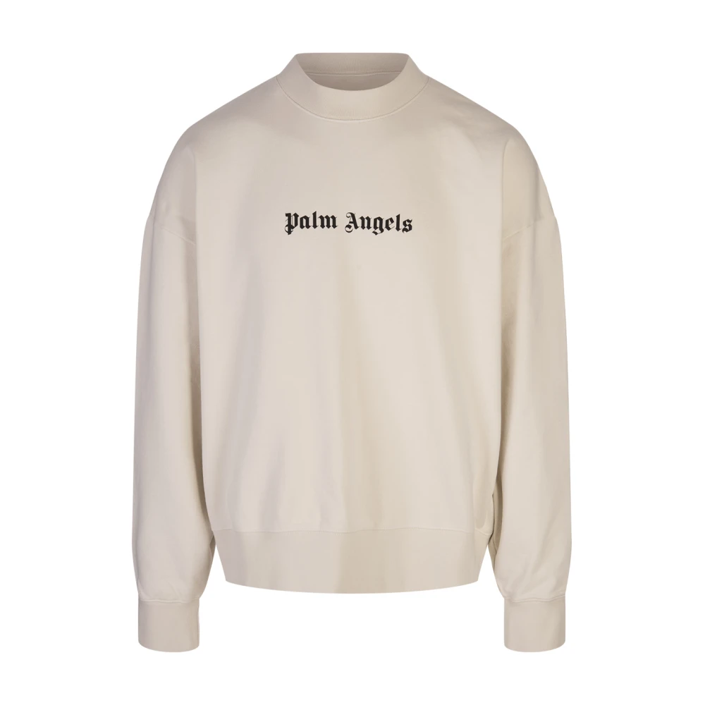 Palm Angels Witte Crew-neck Sweatshirt met Logo Print White Heren