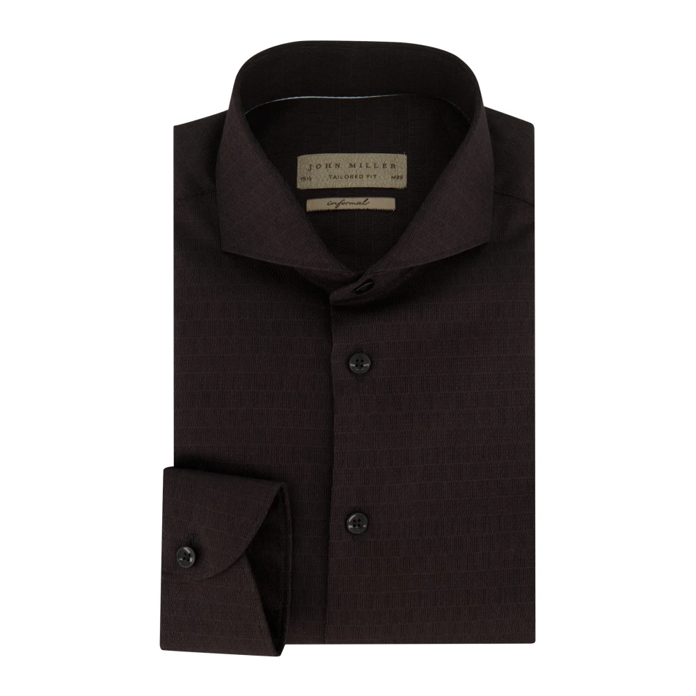 John Miller Business overhemd slim fit zwart effen katoen