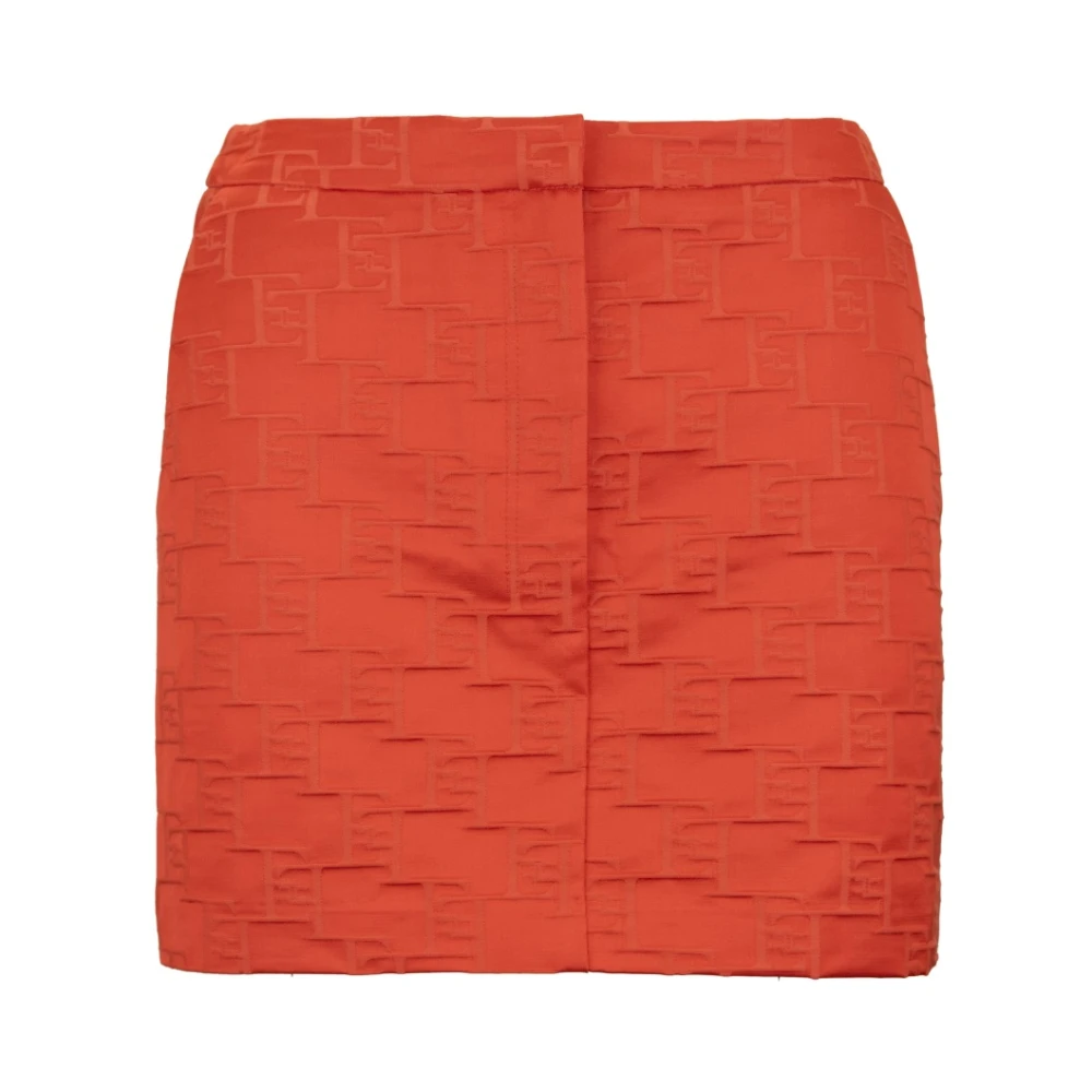 Elisabetta Franchi Korte Rok Rits Haak Knoop Orange Dames