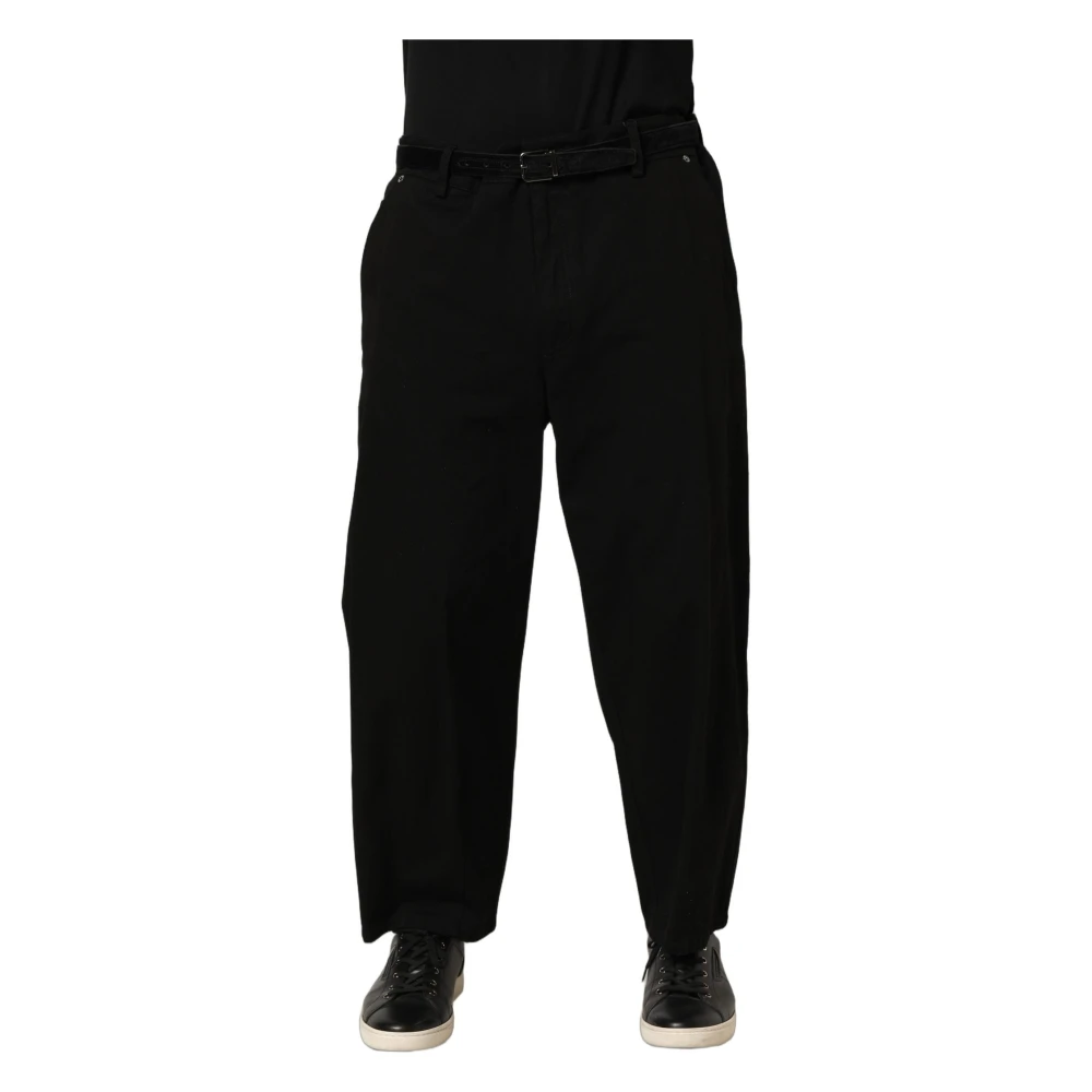 Dolce & Gabbana Black Mid Waist Straight Men Trouser Pants - IT58 | XXL - Image 2