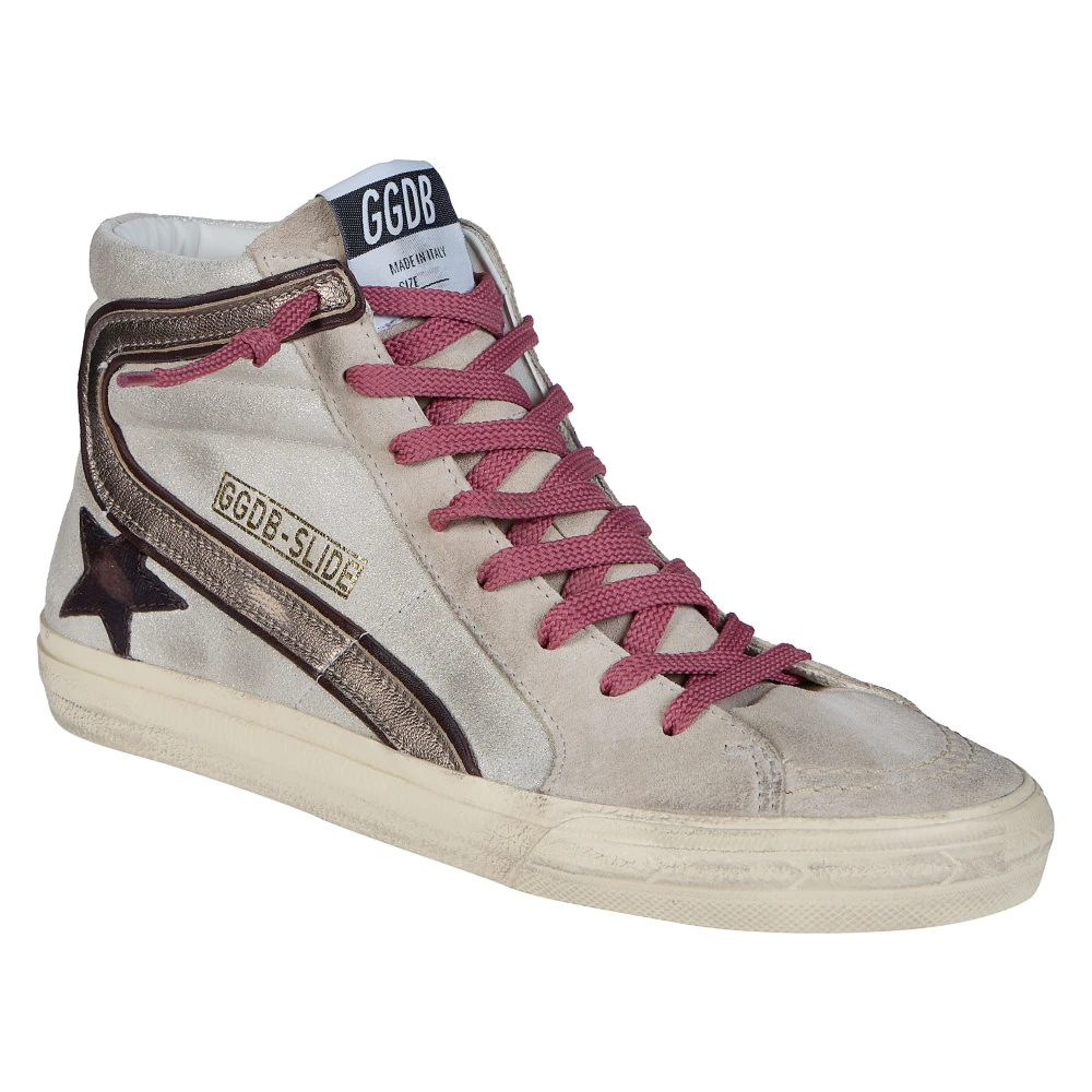 Golden Goose Slide Shimmer Suede Sneakers Dames Schoenen Beige