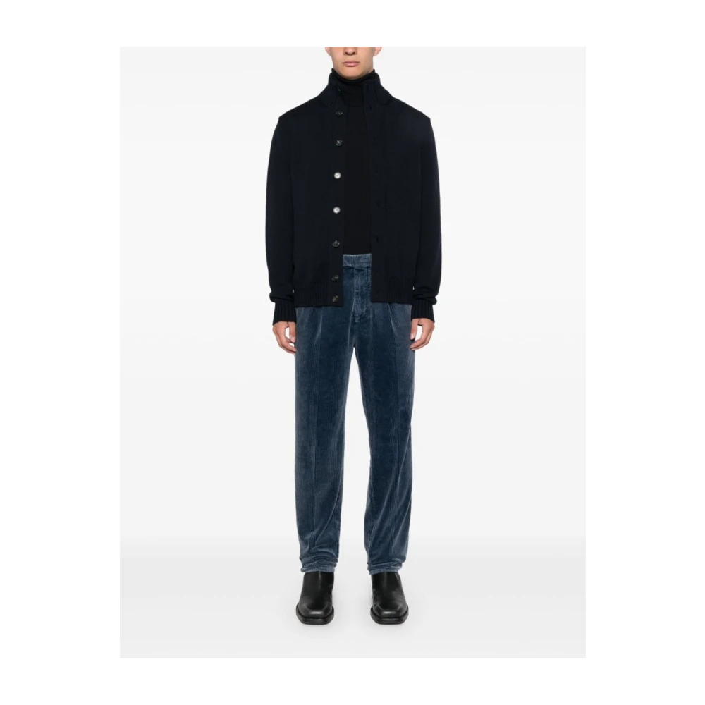 Zanone Navy Blauw Wol Gebreide Trui Black Heren