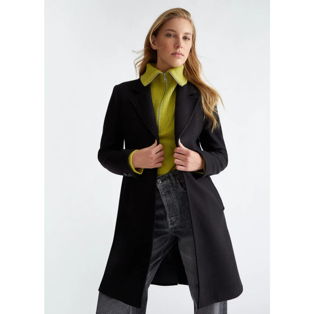 Liu Jo Wollen Jas met Revers Black Dames