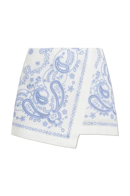 Broderad linneshorts