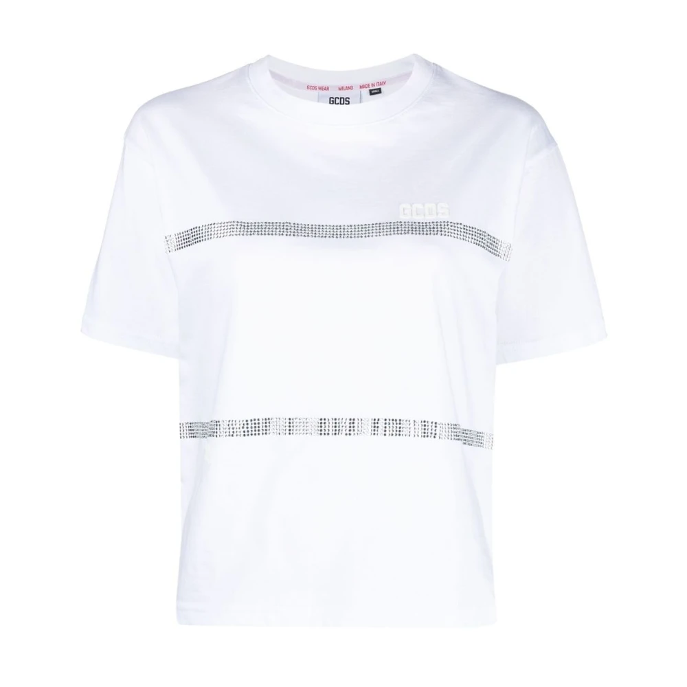 Gcds Bling T-shirt Sprankelende Stijl White Dames