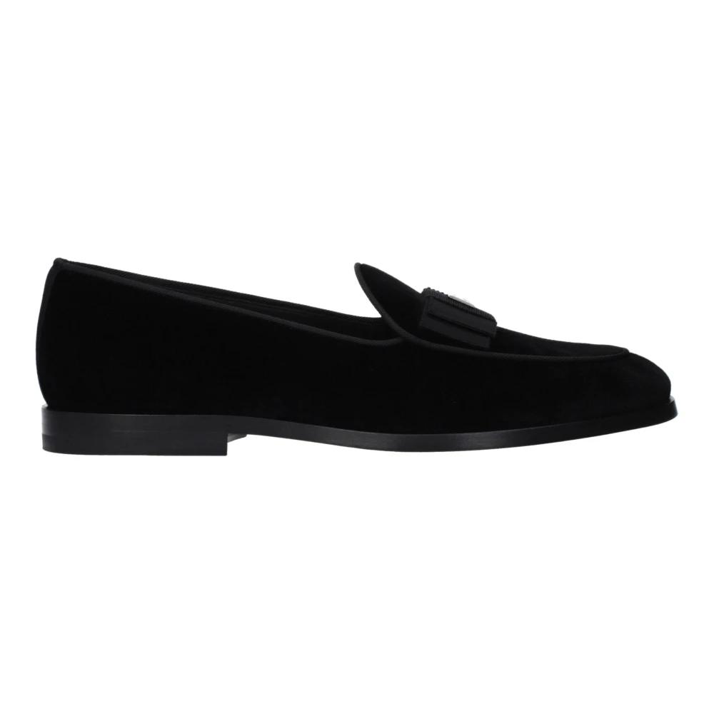 Dolce & Gabbana Men's Black F85300 Velvet Slip-On Loafers