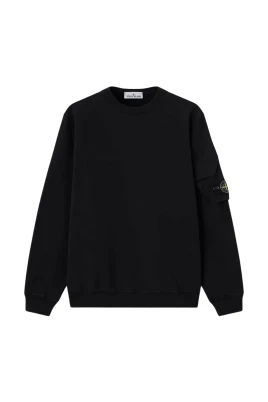 Borstad bomullsfleece sweatshirt