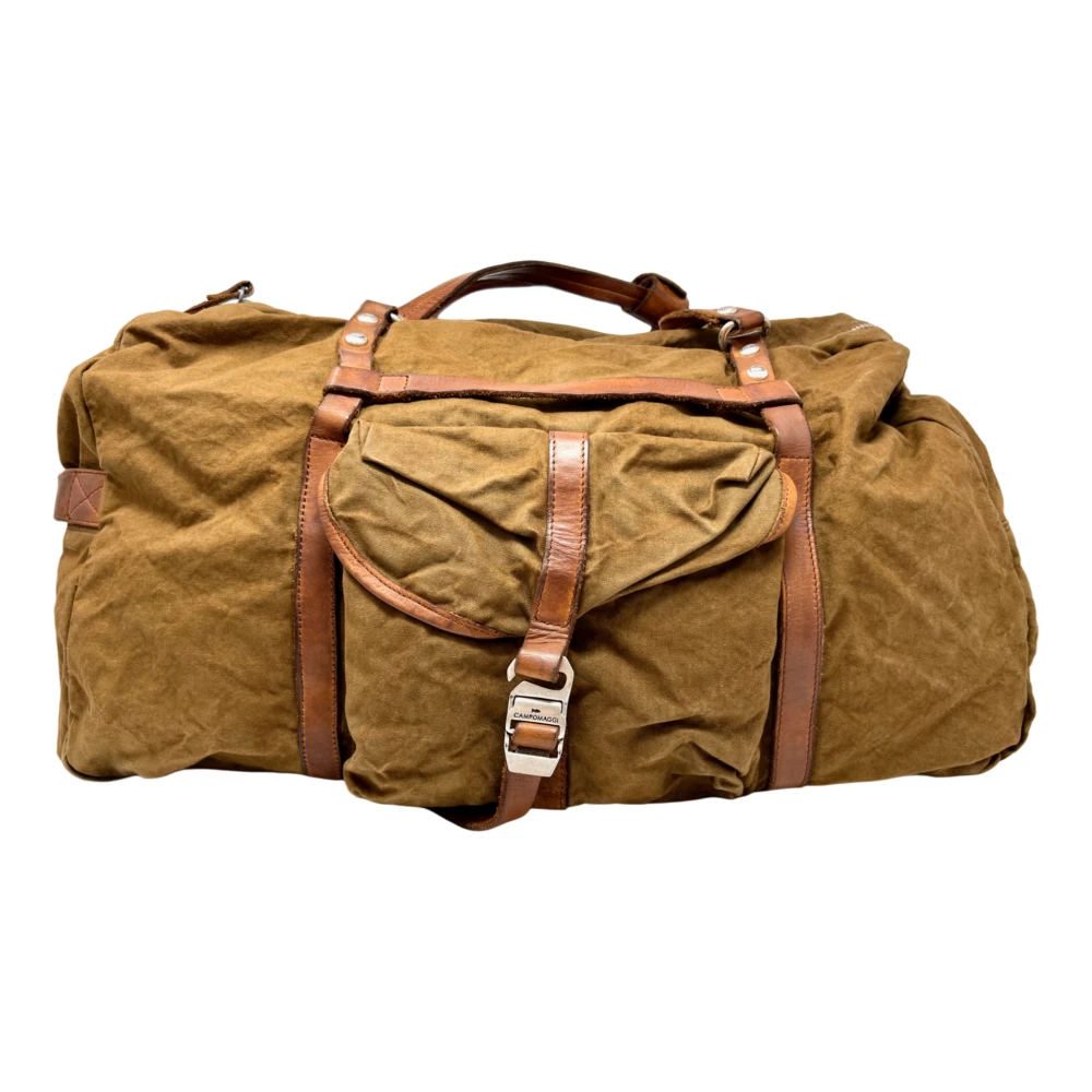 Campomaggi Canvas Weekender Tas Roodbruin Green Unisex