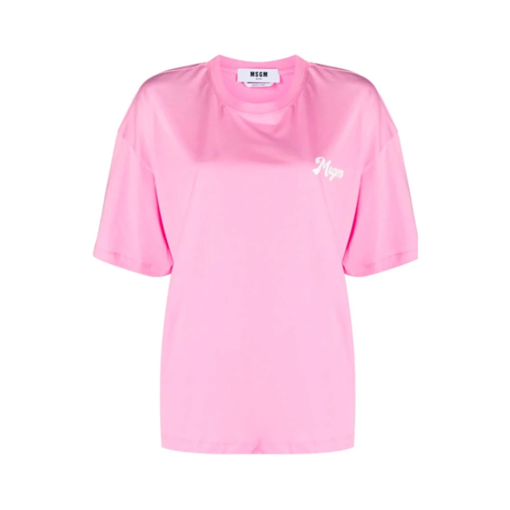 Msgm Women's Pink Cotton T-Shirt - T-Shirts - M - Tops