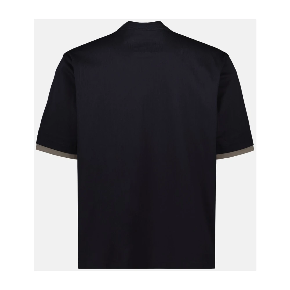 Sacai Zak T-shirt Korte Mouwen Bicolor Ontwerp Blue Heren