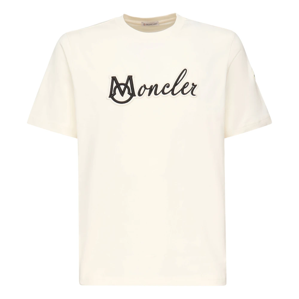 Moncler Beige T-shirts en Polos met Logo Beige Heren