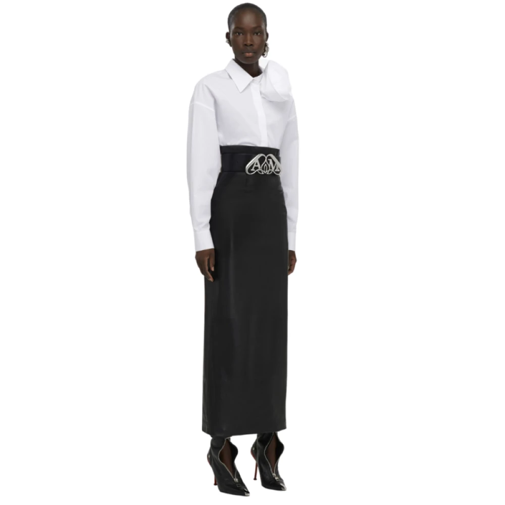 alexander mcqueen Witte Katoenen Poplin Gedrapeerde Orchideeën Blouse White Dames