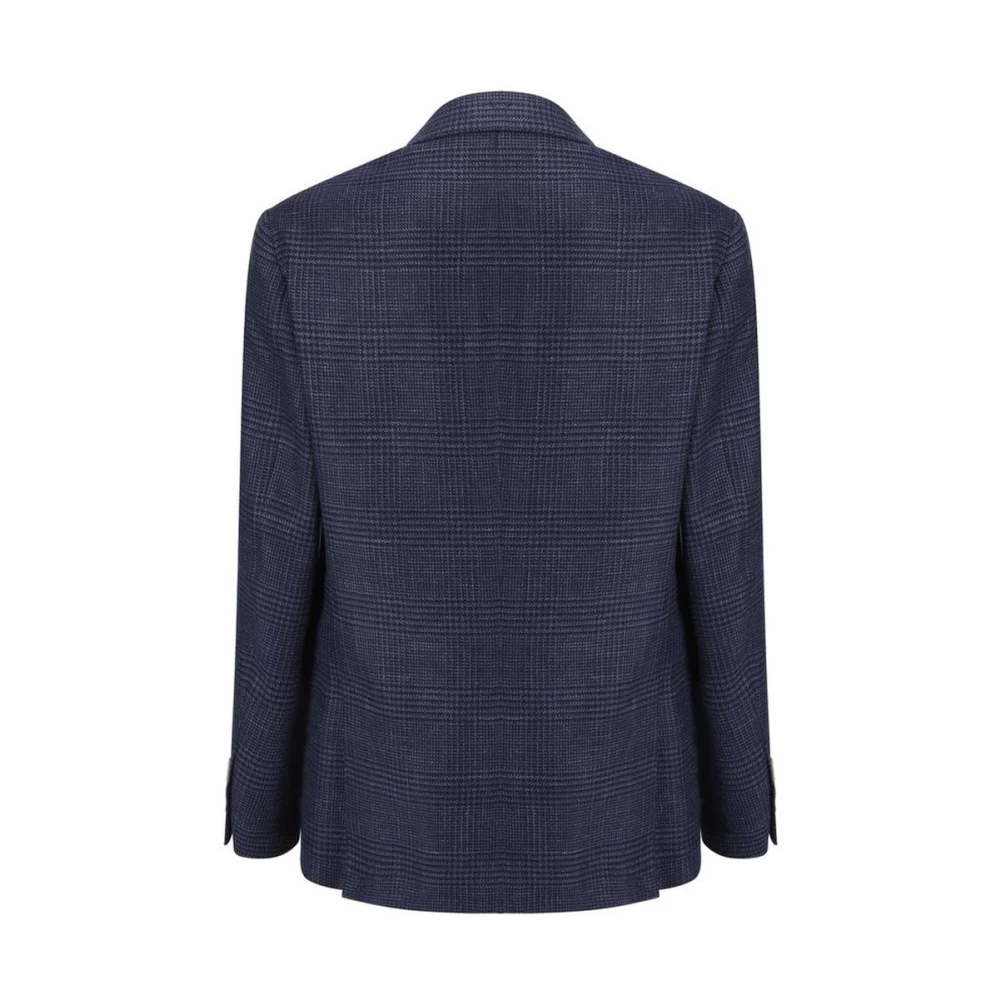 BRUNELLO CUCINELLI Glen Plaid Wollen Blazer Jas Blue Heren
