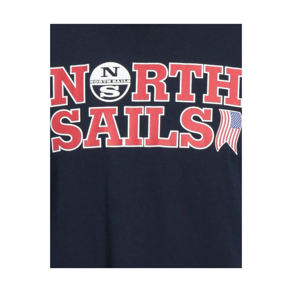North Sails Navy Blauw Katoen Met Logo Print Tee Blue Heren