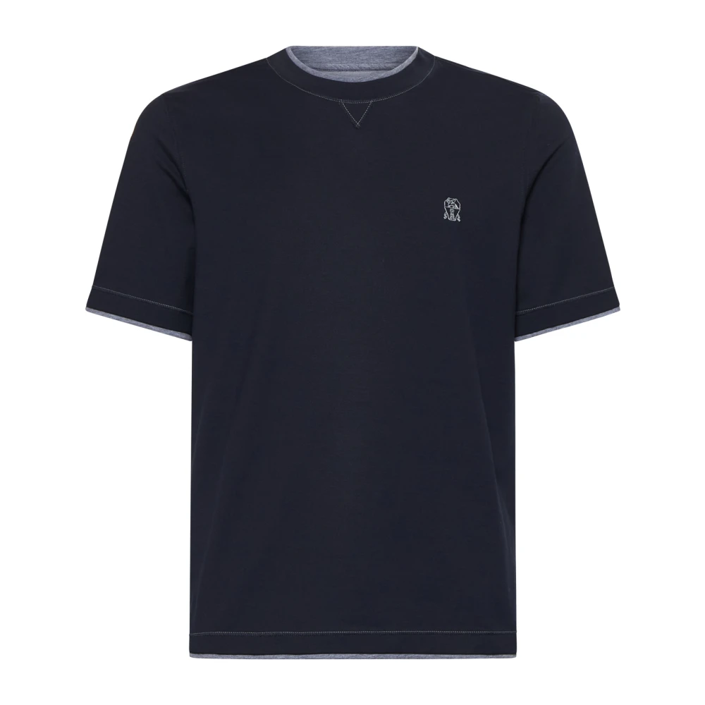 Brunello Cucinelli Blue T-Shirts, Male, M, T-Shirts And Polos