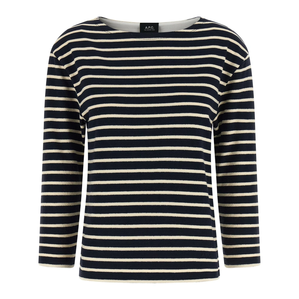 A.p.c. Women's Multicolor Round-Neck Knitwear, M, Striped Cotton Jumper