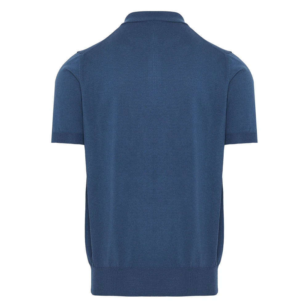 Canali Ritssluiting Polo Shirt in Katoen Blue Heren