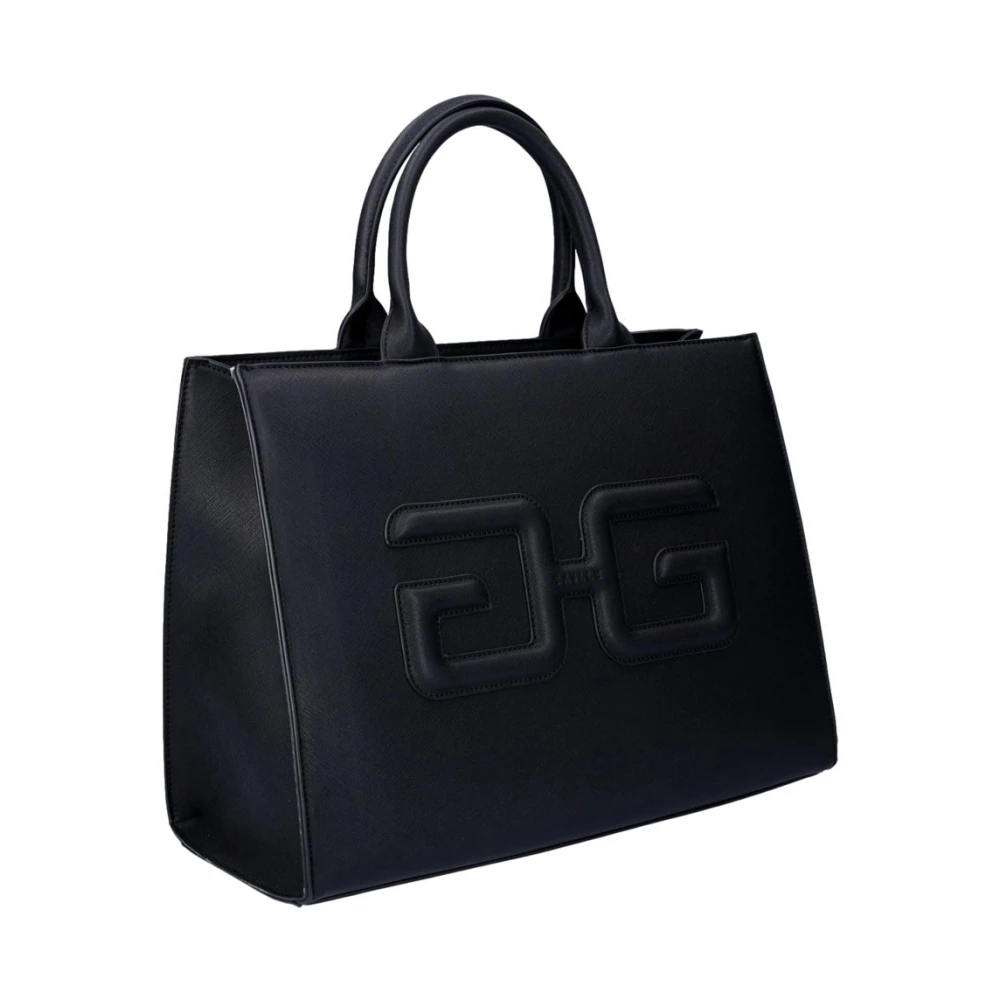 Gaëlle Paris Zwarte Synthetische Shopper Tas met Double G Patch Black Dames