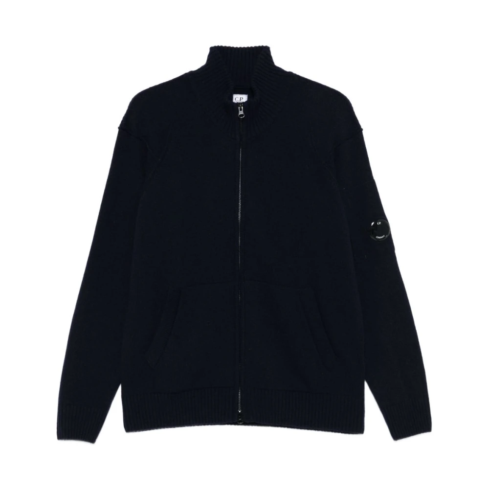 C.p. Company , Cardigans, Male, Blue, Xl, High Neck Cardigan