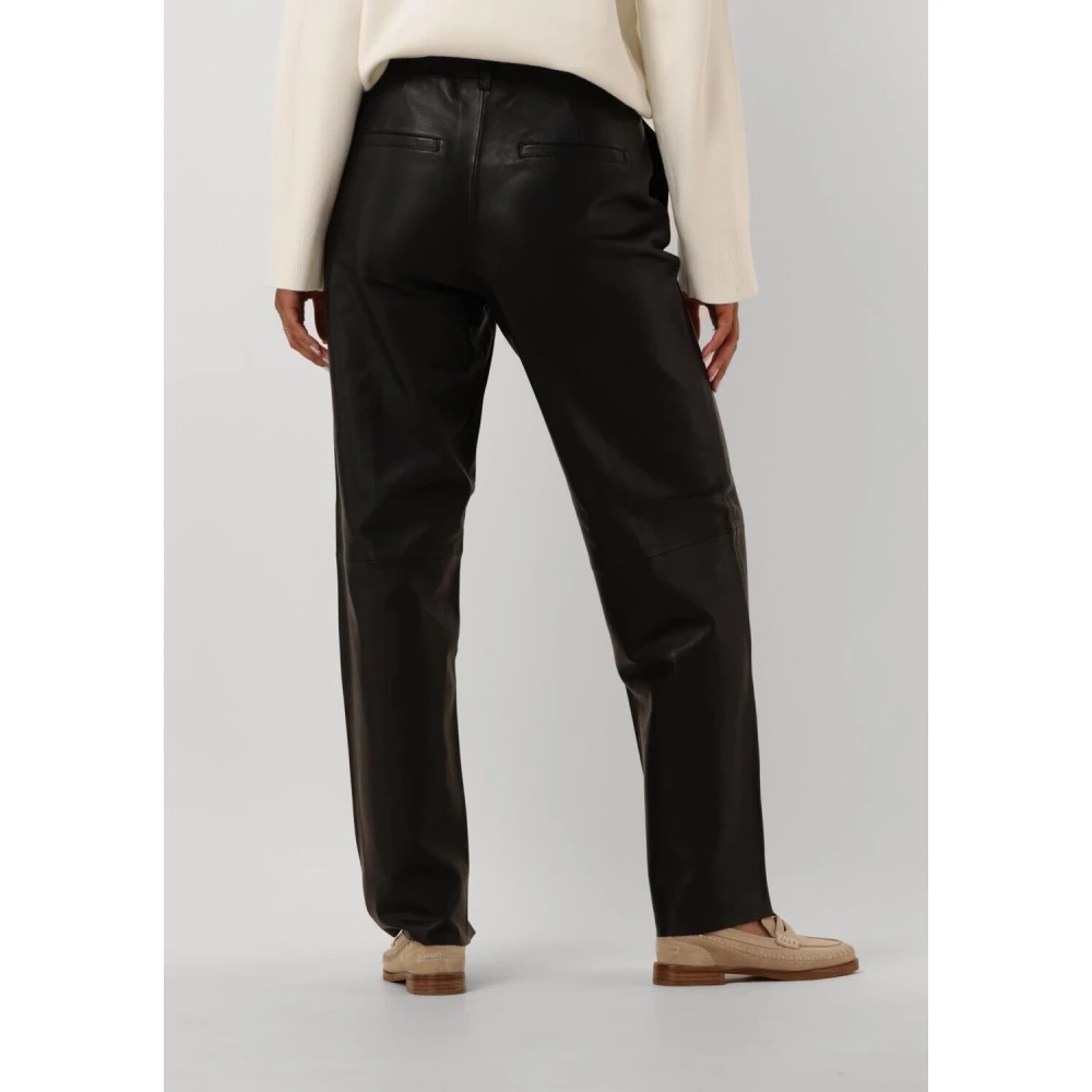 Selected Femme Zwarte Leren Wijde Broek Black Dames