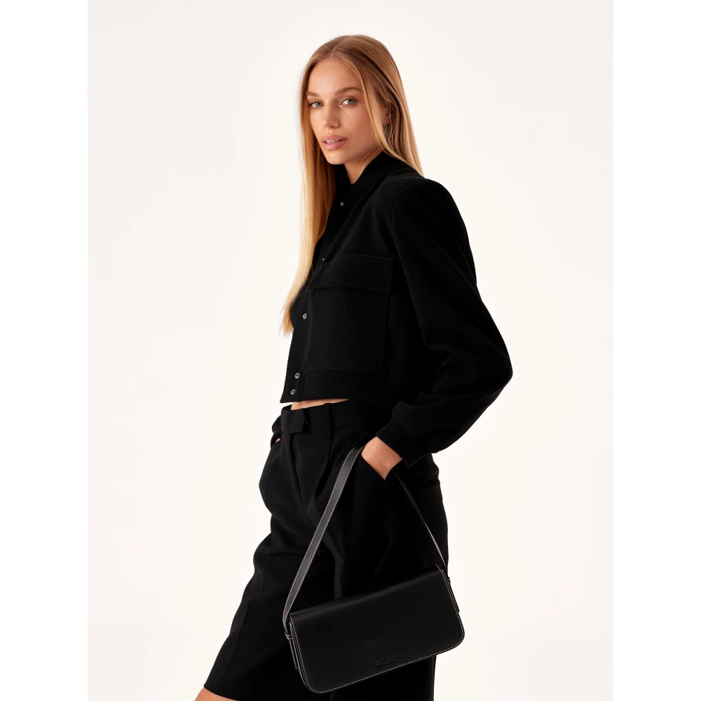 Kazar Zwarte leren handtas in minimalistische stijl Black Dames