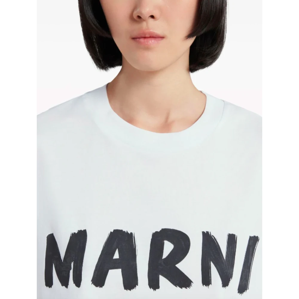 Marni Wit Logo T-shirt White Dames