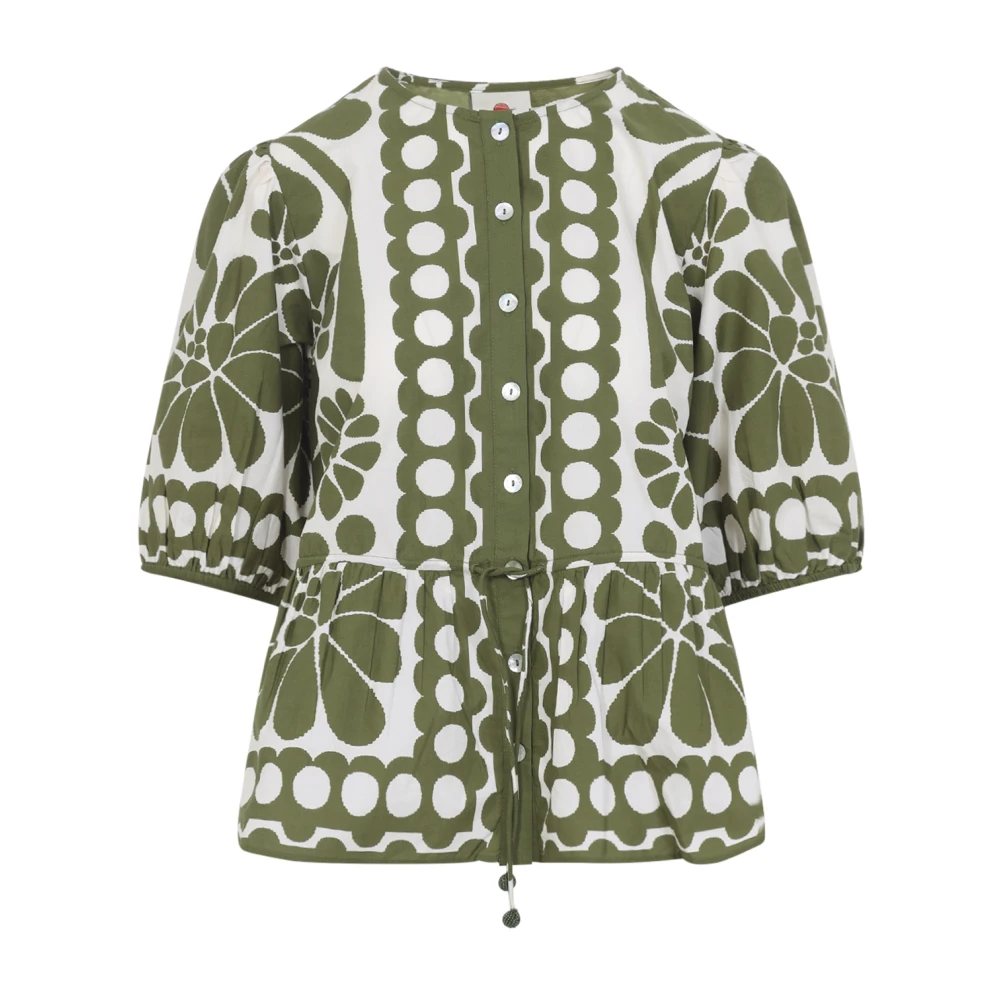 Farm Rio Women's Green Blouses, Xs, Palermo Blouse