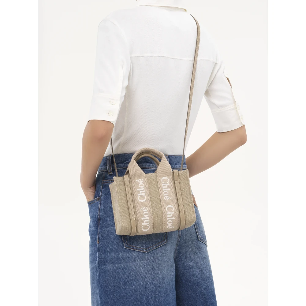 Chloé Geborduurde Mini Tote Tas in Beige Dames