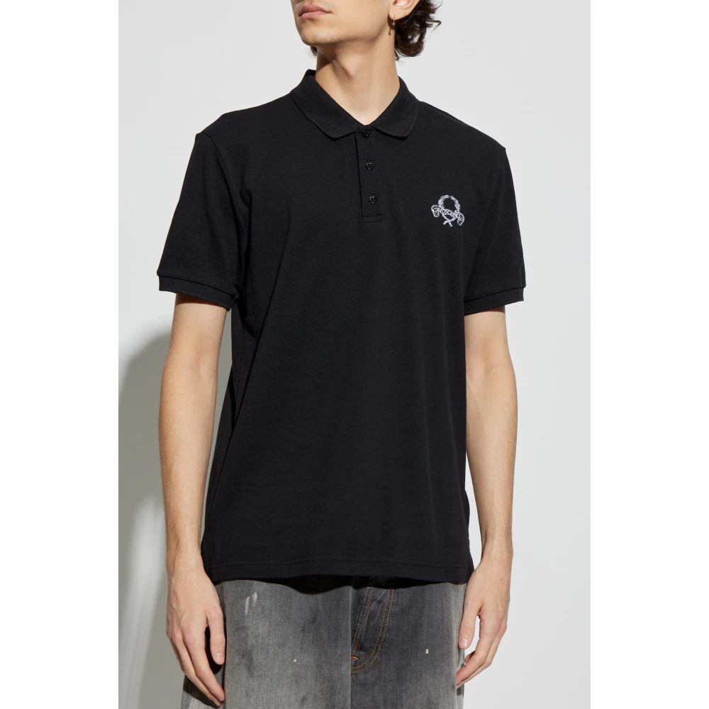 Moschino Katoenen polo met geborduurd logo Black Heren
