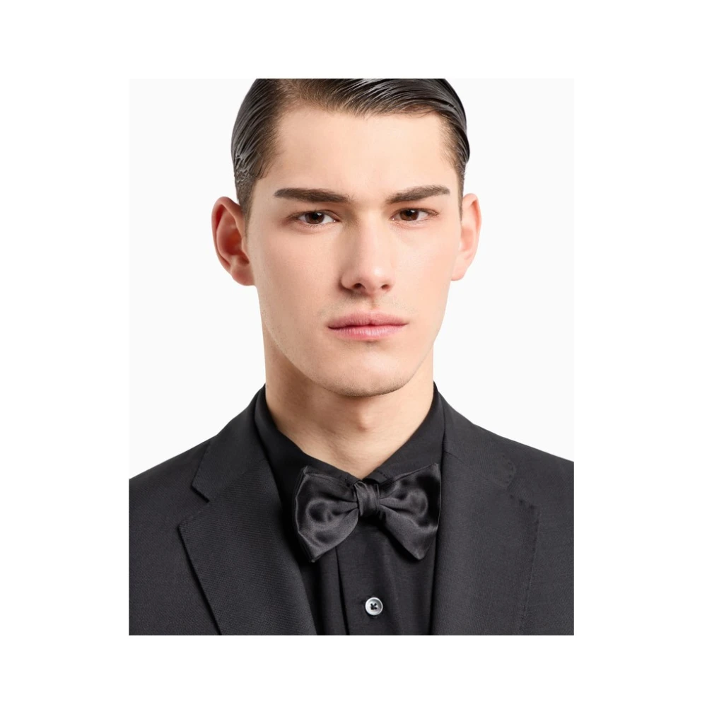 Emporio Armani Zijden Micro Patroon Vlinderdas Black Heren