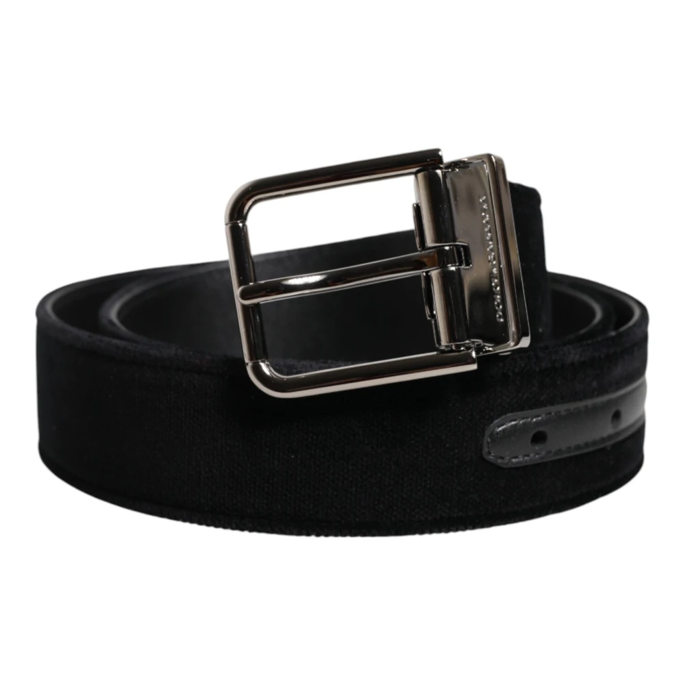 Dolce & Gabbana Unisex Svart Silverfärgat Bälte Med Metallspänne