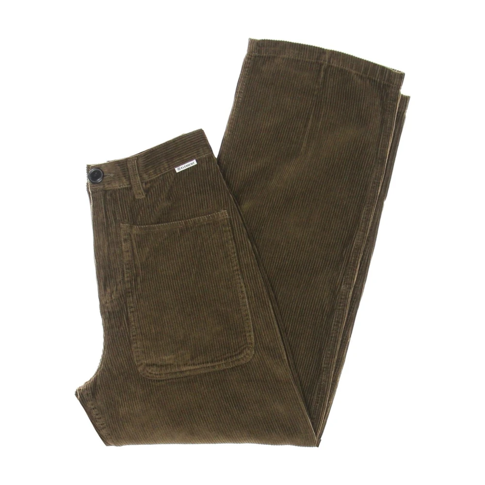 Element Hoge Taille Corduroy Broek Teak Green Dames