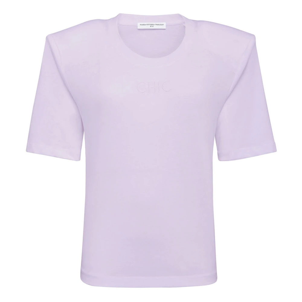 MVP wardrobe Geborduurd katoenen T-shirt met spaghettibandjes Purple Dames