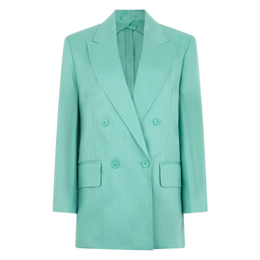 Max Mara Women's Blue Olimpia Herringbone Linen Blazer UK Size 8 - Mytheresa - Image 2
