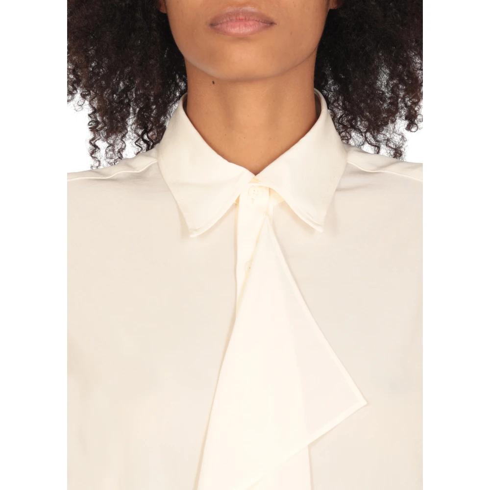 Y-3 Witte Blouse met Kraag en Draperie White Dames