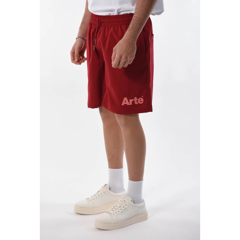 Arte Antwerp Logo Bermuda Shorts Elastische Taille Red Heren